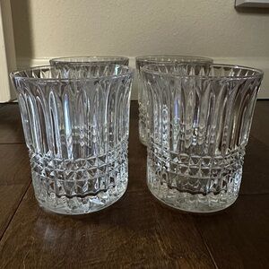 Set of 4 ~ Fostoria "MONARCH" DOF Heavy Pressed Glass Tumblers ~ 3 1/2" Tall